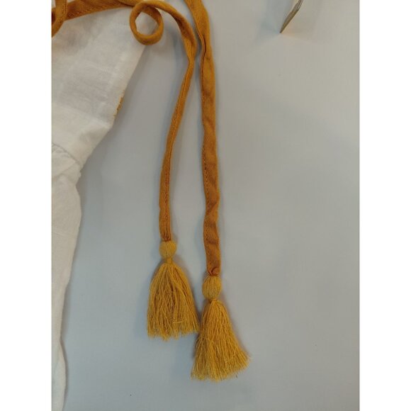 The Impeccable Pig Womens Sleeveless Peplum Top M White & Mustard Embroidered - Picture 8 of 9